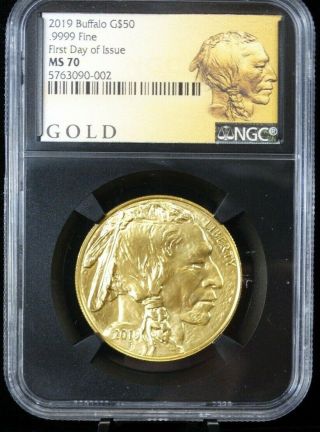 2019 Gold $50 American Buffalo Ngc Ms 70 First Day Issue (002)