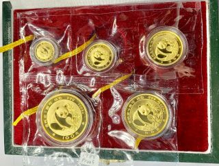 1988 China 5 - Coin Gold Panda Proof Set GEM Box & Plastic 3