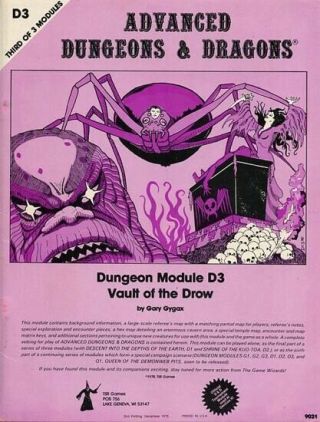 D3 Vault Of The Drow Exc 2nd Prt 9021 D&d Ad&d Mono Module Dungeons Dragons Tsr