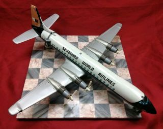 Rare Vintage 1960s Marx Tin Litho Battery Operated Seaboard World Airlines Plane