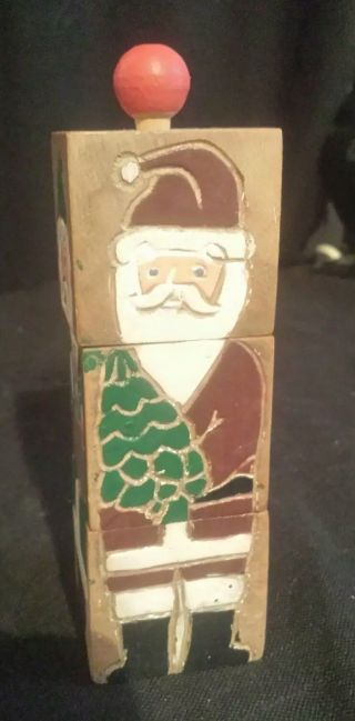 Vintage Wooden Santa Block Puzzle