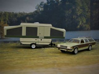 1985 Ford Ltd Country Squire Wagon,  Pop Up Camper Collectible / Diorama Model