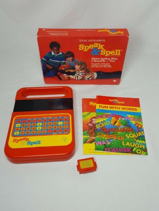 Speak & Spell 1984 Texas Instruments Ti Box And Nouns Cartridge