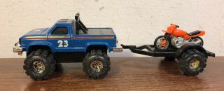 Vintage Schaper Stomper Ford 4x4 Ranger W Trailer And Motorcycle