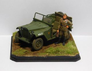 Built Painted 1/48 Russian Gaz67b Jeep Diorama With Clear Case