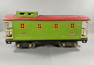 Lionel Trains Prewar Standard Gauge 517 Caboose Red Roof Green Body