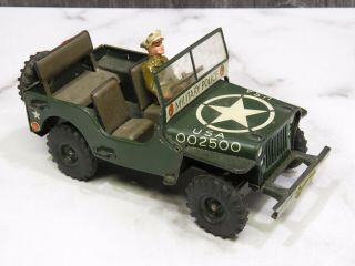 Arnold Tin Toy Military Police 2500 Jeep W Soldier Driver Us Zone Germany