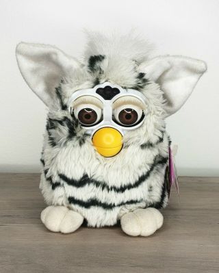 1998 Tiger Electronics Furby Zebra With Tag Grey With Black Stripes Not