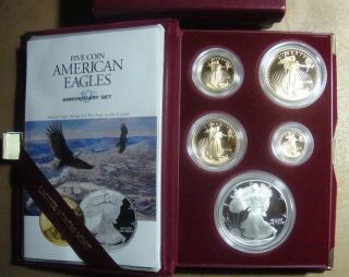 1995 - W American Eagle 10th Anniversary Gold & Silver Proof Set - All Orig.  Pkg.