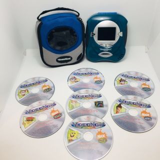 Teal Video Now Color Portable Video Player With Blue & Gray Case Plus 7 Discs