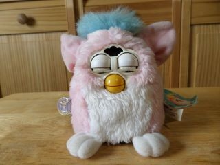 1999 Furby Babies Tiger Electronics Pink & Blue Hair Model 70 - 940 Tags