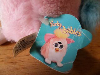1999 Furby Babies Tiger Electronics Pink & Blue Hair Model 70 - 940 Tags 3