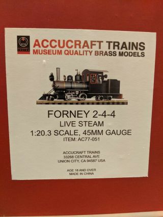 Accucraft Forney 2 - 4 - 4 Live Steam Train 2