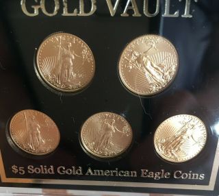 5 Coin Set - 2017 American Gold Eagle $5 1/10 oz Coins GEM BU In US Gold Vault 2