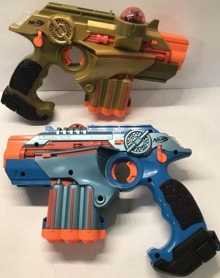 X2 Nerf Lazer Tag Phoenix Ltx Gold & Blue Blasters Guns Hasbro C - 290b