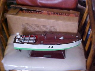 Vintage 1930s Lionel Craft Wind Up No.  44 Speed Boat With Drivers And Key