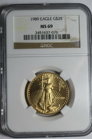 1989 Ngc Ms69 Gold Eagle $25 1/2 Oz 076