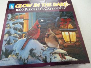 Empire: Glow In The Dark 1000 Piece Puzzle - (cardinals) On A Snowy Branch 20x27