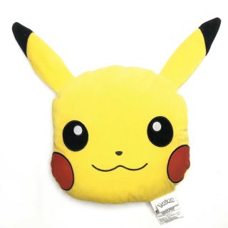 Pokemon Pikachu Face Plush Pillow 16” Yellow Toy 2016 Nintendo Game Freak Soft
