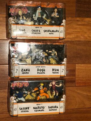 Mattel 2002 Shonen Jump Naruto Squad 7 & 10 Sound Ninja 4 X 3 - Packs Sasuke