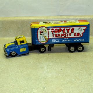 Vintage Marx,  Line Mar Toys Popeye Transit Co.  Tin Semi Truck,  Gmc,  Friction