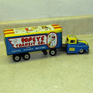Vintage Marx,  Line Mar Toys Popeye Transit Co.  Tin Semi Truck,  GMC,  Friction 2