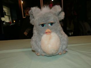 2005 Larger Furby Large Feet Repair Gray,  Tan On Belly With Blue Eyes