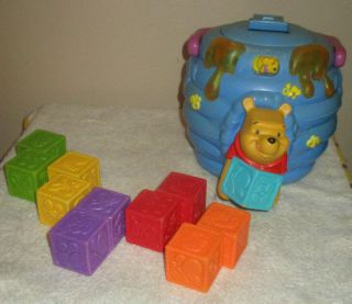 Disney 2000 Mattel Winnie The Pooh Honey Pot Counting Blocks Learning Game