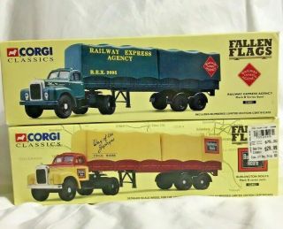Corgi Classics 2 Diff Fallen Flags Semi Trucks 52802 And 52801 Numbered Limited