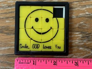 Vintage Smiley Face Sliding Tile Puzzle " Smile,  God Love You "