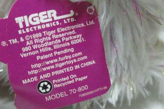 Furby 1999 1998 Tiger Electronics Champagne Glitter Sparkle 70 - 800 EUC Tag 3