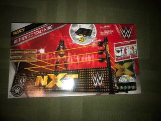 Wwe Authentic Scale Ring,  Nxt Edition With Wcw/nwo/nitro Ring Aprons & Mat