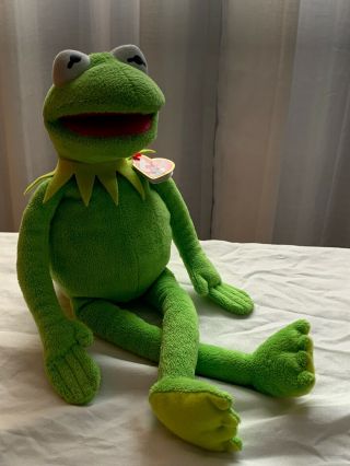 Ty Kermit The Frog 16 " Plush Stuffed Animal Frog The Muppets Disney Beanie