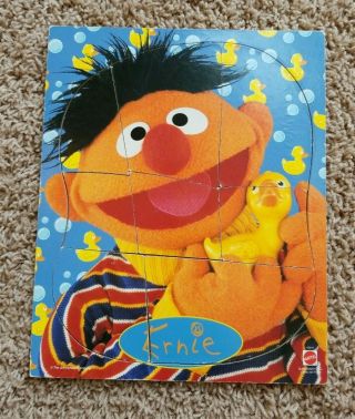 Sesame Street - Ernie & Rubber Ducky - 8 Piece Wooden Puzzle - Mattel Jim Henson
