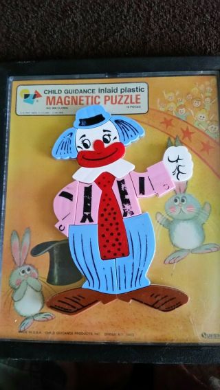 1962 Child Guidance Inlaid Plastic Magnetic Puzzle Clown