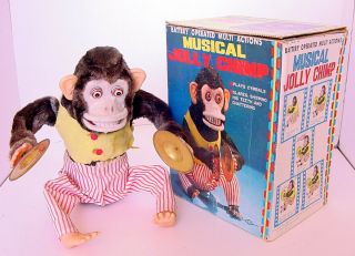 1960s Battery Op Musical Jolly Cymbal Playing Chimp C.  K.  Korea Boxed