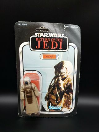Vintage 1983 Kenner Star Wars Return Of The Jedi Rotj 4 - Lom Figure 65 Back Moc