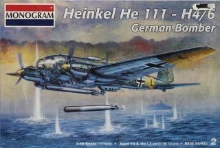 Monogram 1:48 Heinkel He 111 - H4/6 German Bomber Plastic Model Kit 85 - 5522u