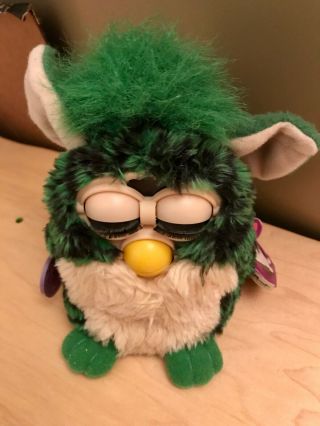 Furby 70 - 800 Year 1998 Green And Black Turtle Electronic Toy -