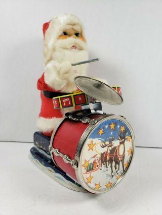 Battery Operated Metal Santa Claus Drummer Vtg Marx? Christmas Tin Toy
