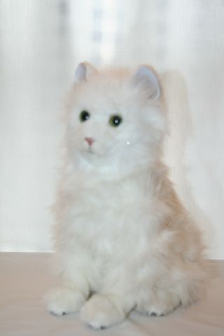 2011 Furreal Friends Plush Cat Lulu Interactive White Persian Kitty Green Eyes