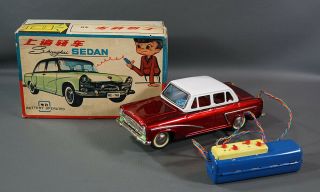 1970 Red China Chinese Me 746 Shanghai Sedan Car Battery - Operated Remote Tin Toy