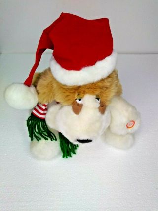 Gemmy Animated Singing Dancing Dog Santa Hat Scarf Sings Classic Christmas Song