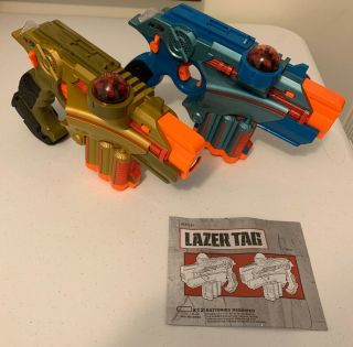 2 Nerf Phoenix Ltx Lazer Tag Guns 2008 Laser Gold Blue Tiger Electronics -