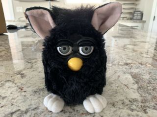 1998 Furby Model 70 - 800 Black With Pink Ears And White Feet