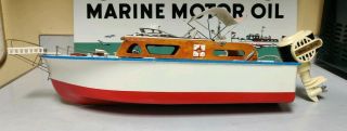 Vintage Lang Craft 16 " Cabin Cruiser Sportfish Model Toy Outboard Boat
