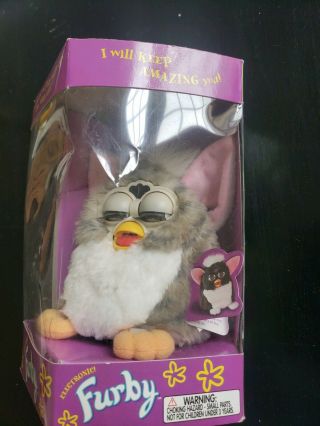 Vintage 1998 Tiger Electronic Furby Grey with Pink Ears Yellow Feet 2