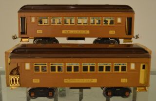 Lionel 318 E passenger set Std gauge w/ 3 cars 309,  310,  312 w/Boxes & set box 3