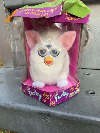 Furby Babies Tiger White Pink Ears With Tags Box