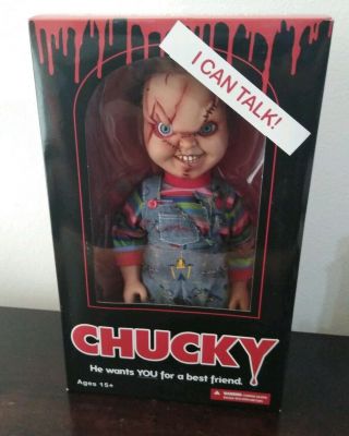 Mezco Toyz Talking Scarred Chucky Mega Scale 15 " Doll Good Guys Child Play